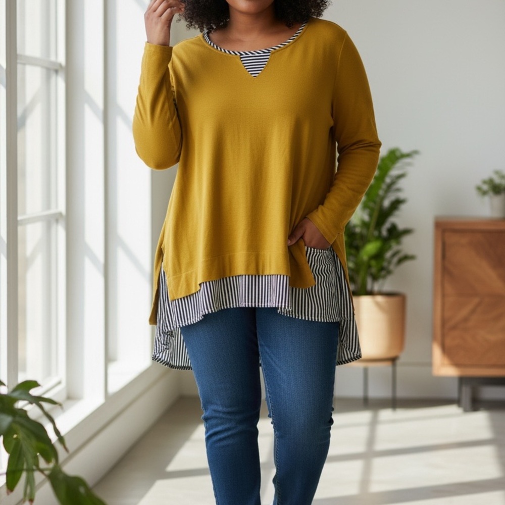 Chic Mustard Layered Blouse